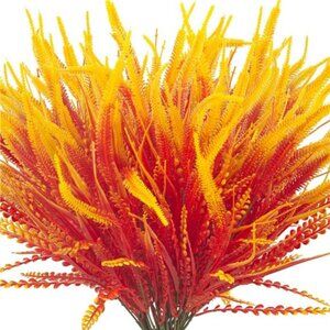 10 Bundles Artificial Fall Flowers for Outdoors Fake Plants UV Resistant Plastic